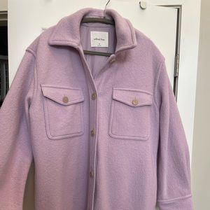 Aritzia Wilfred Free- Ganna Long Shirt Jacket - M pink lilac